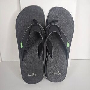 Sanuk Beer Cozy Mens Black Yoga Mat Flip Flop Sandals Thong Sandals Size 12